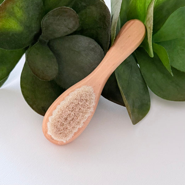 Wooden Baby Hair Brush with Natural Goat Bristles